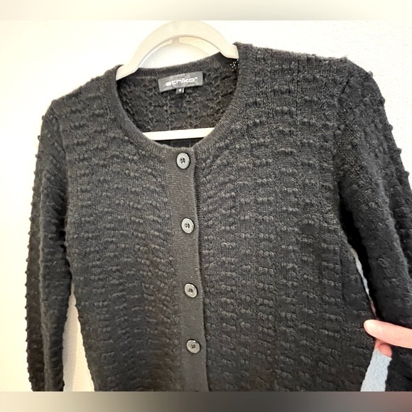 ETNIKO 100% Baby Alpaca Long Sleeve Cardigan Sweater - Black, Size S - Picture 4 of 15